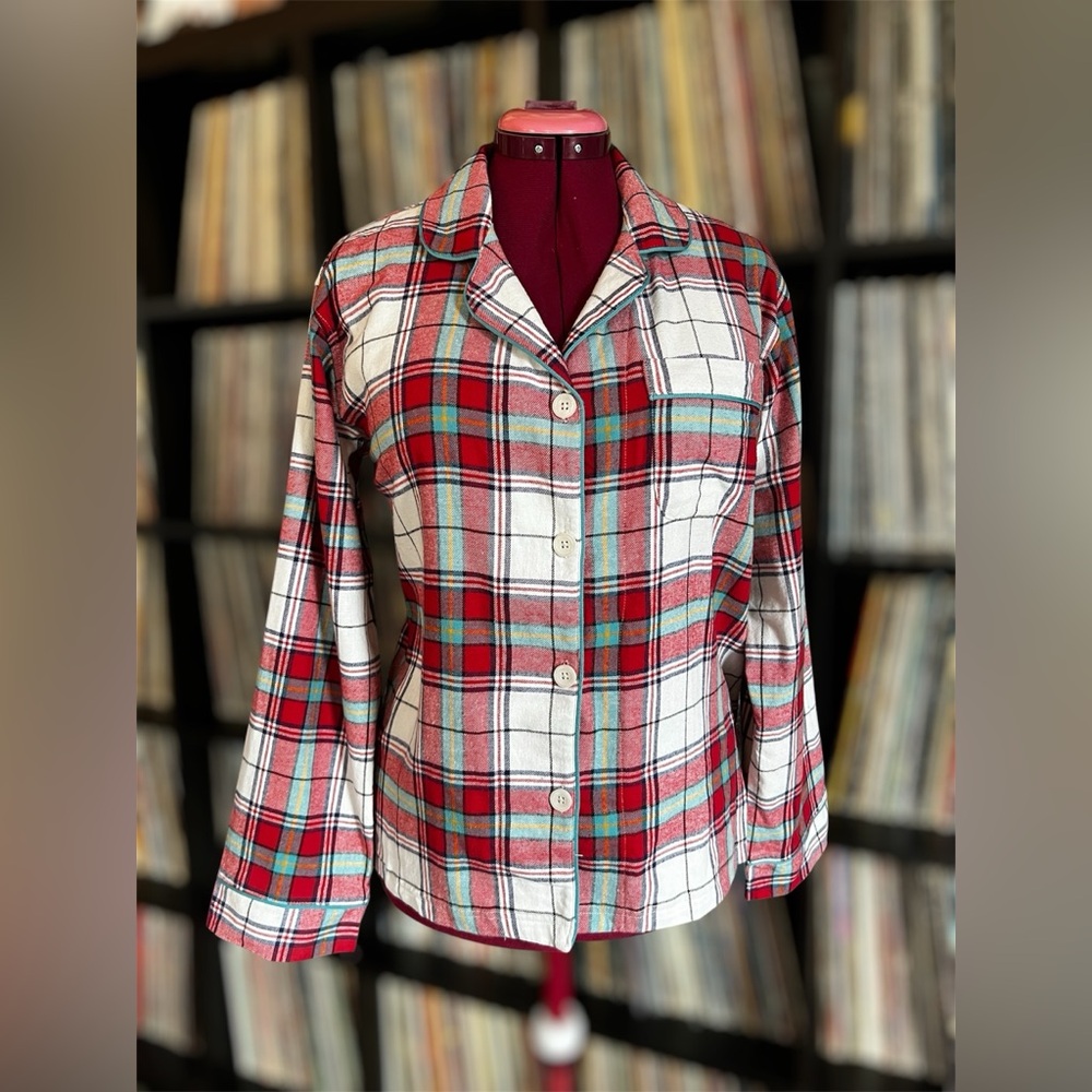 BedHead Plaid Flannel Pajama Top Medium Red Holiday Cozy NWOT